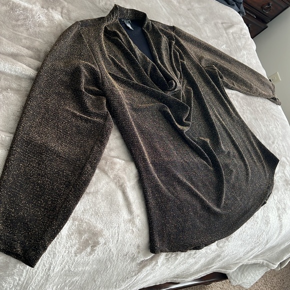 Womens Plus size 3x Cowl neck gold shimmer top. - Picture 7 of 10